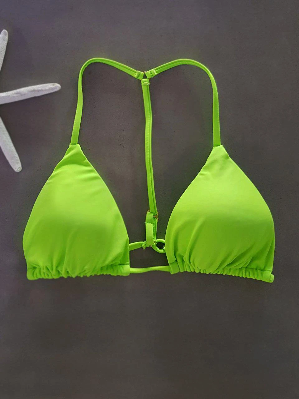 Dollboxx Bambi Y Back String Bikini Top - Lime Green
