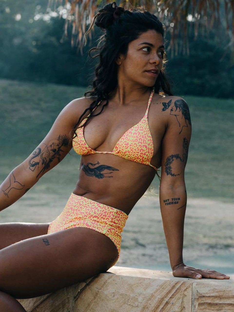 Dollboxx Bambi Y Back String Bikini Top - Savage Yellow/Pink 3 Dollboxx Bambi Y Back String Bikini Top - Savage Yellow/Pink - Image 3