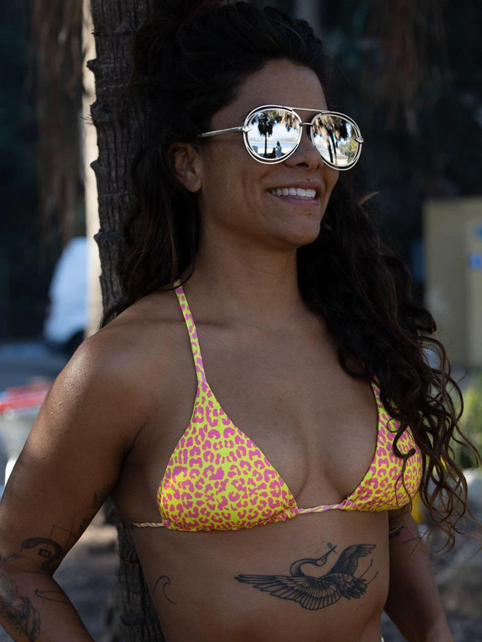 Dollboxx Bambi Y Back String Bikini Top - Savage Yellow/Pink 6 Dollboxx Bambi Y Back String Bikini Top - Savage Yellow/Pink - Image 6