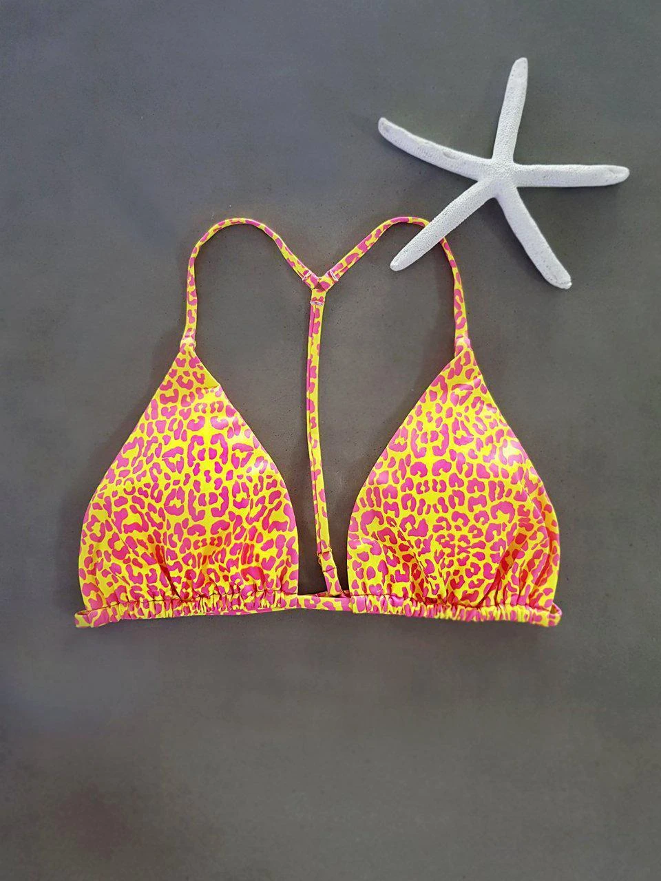Dollboxx Bambi Y Back String Bikini Top - Savage Yellow/Pink 1 Dollboxx Bambi Y Back String Bikini Top - Savage Yellow/Pink