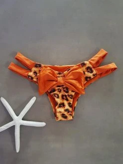Dollboxx Cheeky Bow Brazilian Bikini Bottom - Fierce/Bronze