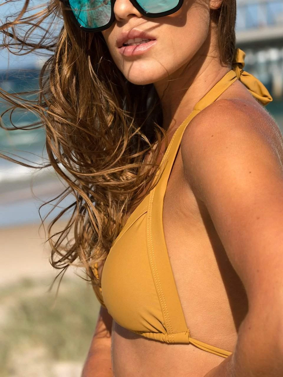 Dollboxx Slide Triangle Bikini Top - Tan 4 Dollboxx Slide Triangle Bikini Top - Tan - Image 4